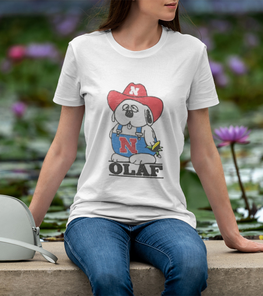 Olaf Nebraska Cornhuskers N Logo Cowboy Hat Cartoon T-Shirt