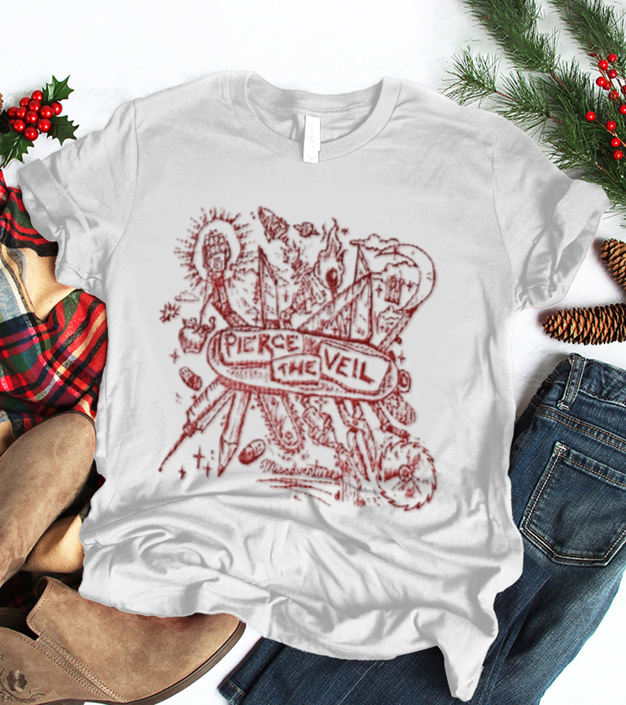Pierce The Veil Misadventures Band Album Cover Art Red Scribble T-Shirt