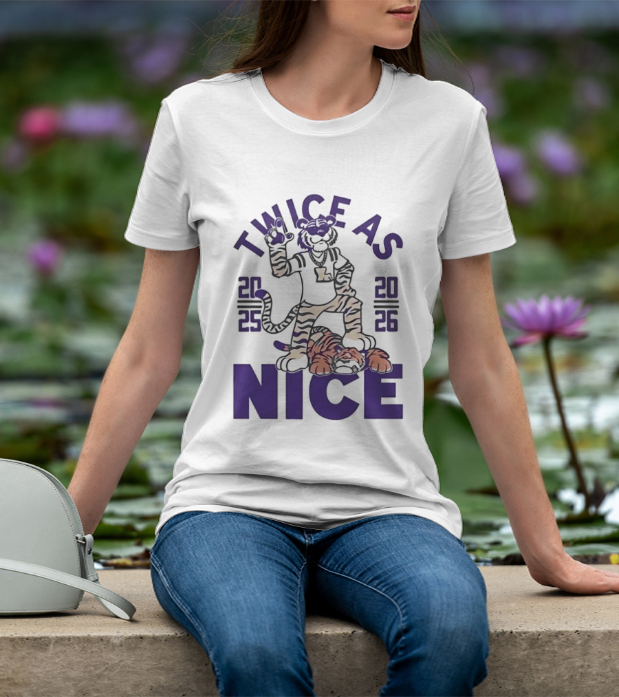 LSU Tigers Twice As Nice 2025 2026 Tiger Mascot Football T-Shirt