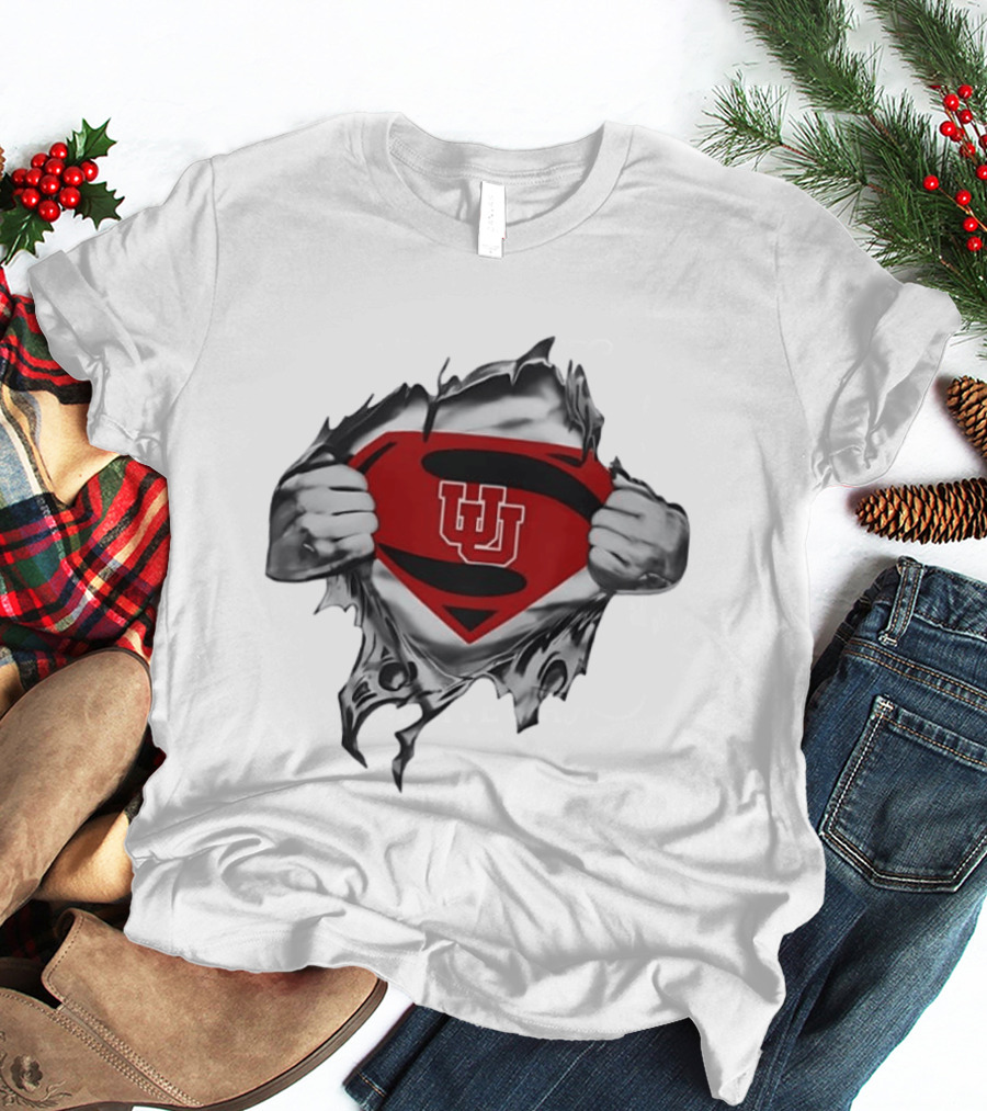Utah Utes Superman Emblem College Football Fan Gear T-Shirt