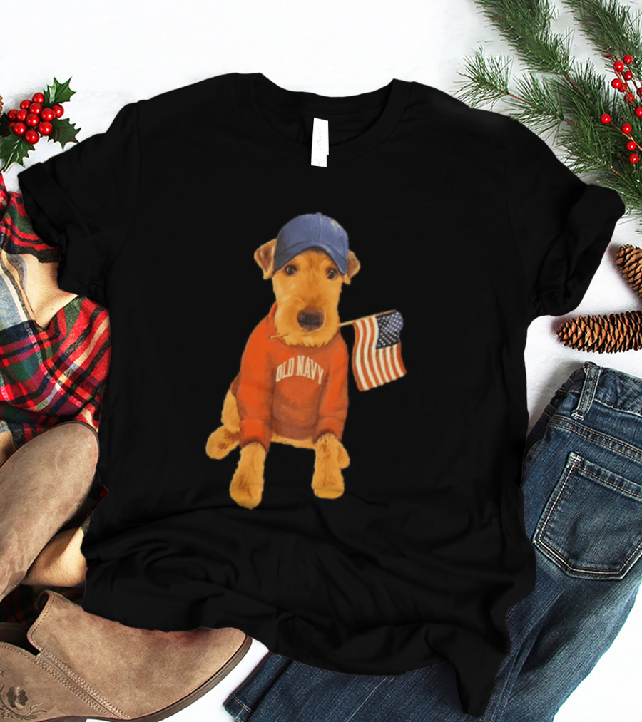 Old Navy Terrier Dog Baseball Cap American Flag T-Shirt