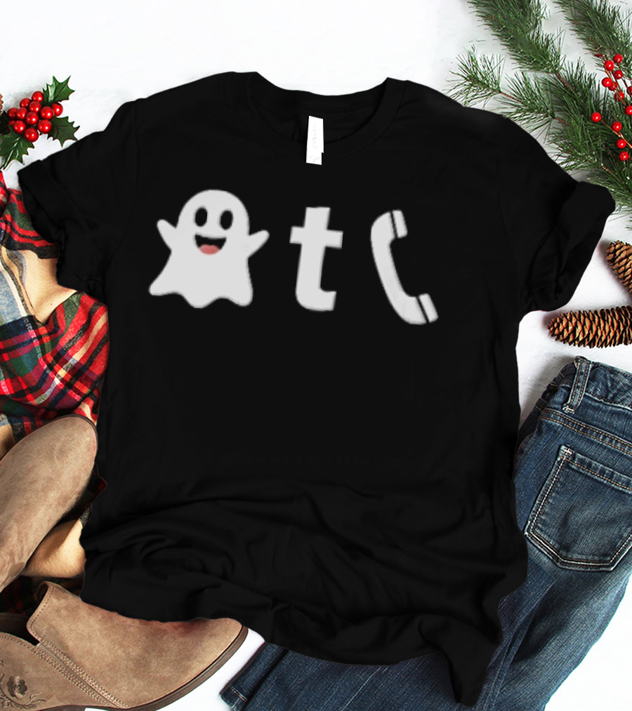 Ghost Emoji Phone Handset Icon White T-Shirt