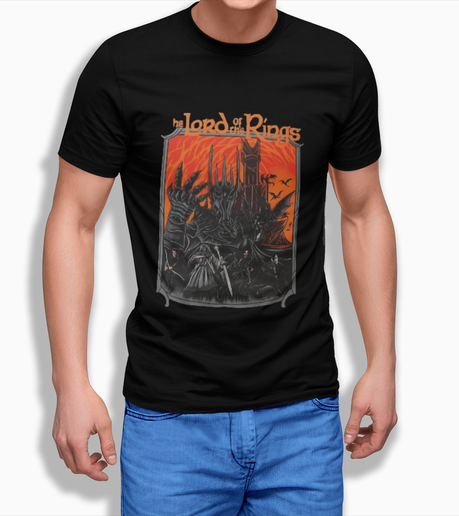 The Lord Of The Rings Sauron Aragorn Legolas Gandalf Gimli Fellowship Movie T-Shirt