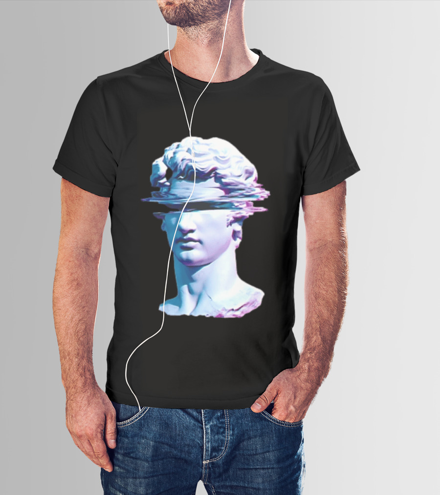 You Are Not Forgotten Classical Statue Bust Glitch Wave Distortion David Vaporwave Aesthetic T-Shirt