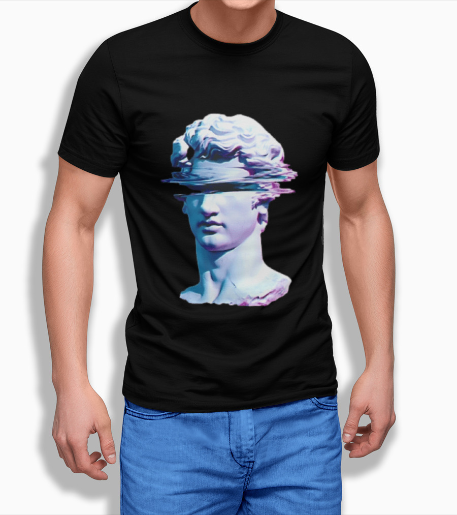 You Are Not Forgotten Classical Statue Bust Glitch Wave Distortion David Vaporwave Aesthetic T-Shirt
