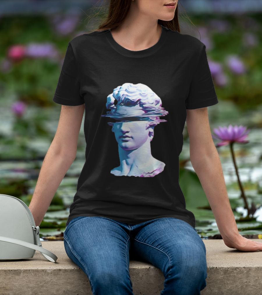 You Are Not Forgotten Classical Statue Bust Glitch Wave Distortion David Vaporwave Aesthetic T-Shirt
