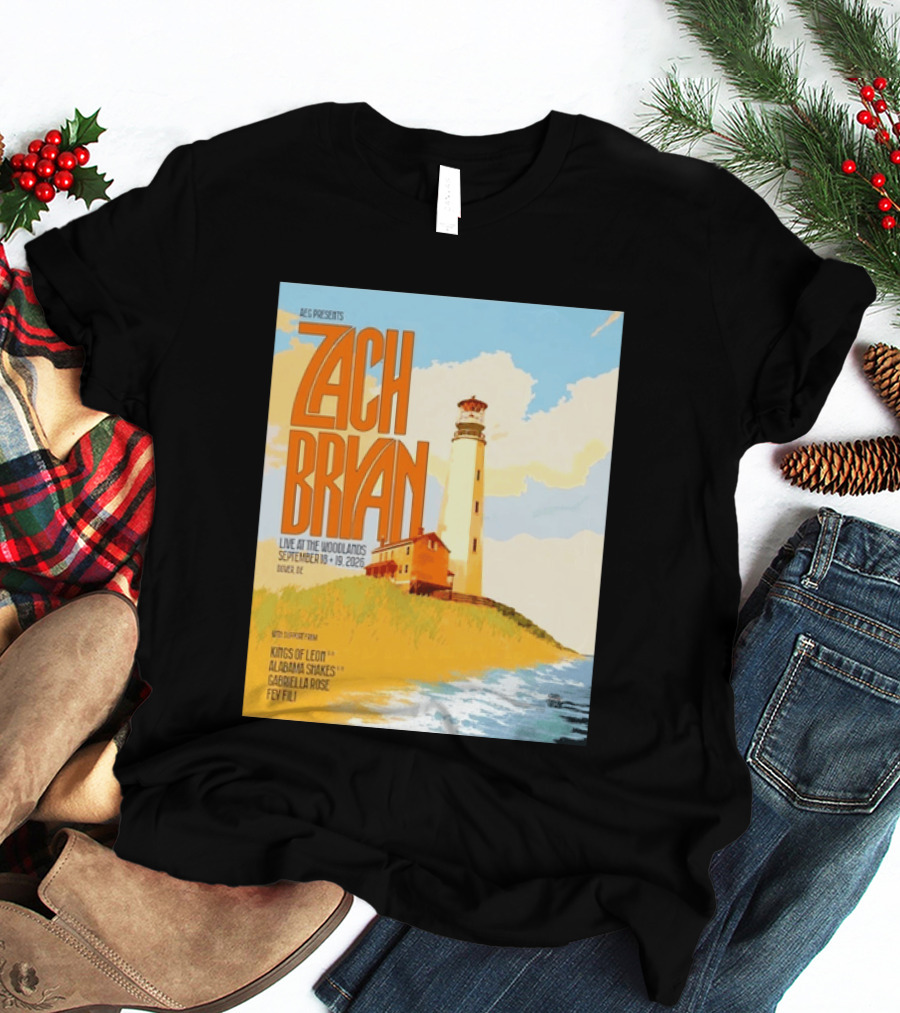 Zach Bryan Live At The Woodlands September 18 19 2026 Dover DE Kings Of Leon Alabama Shakes Gabriella Rose Feyi Fuli Concert T-Shirt