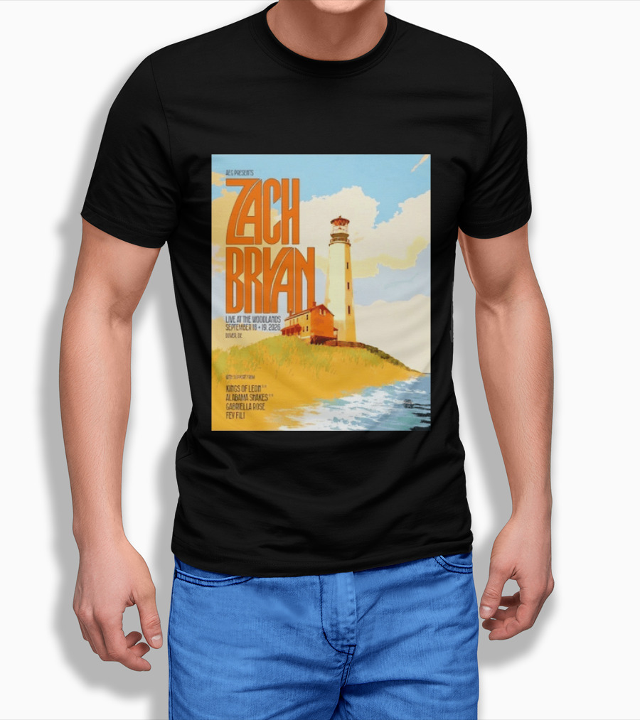 Zach Bryan Live At The Woodlands September 18 19 2026 Dover DE Kings Of Leon Alabama Shakes Gabriella Rose Feyi Fuli Concert T-Shirt