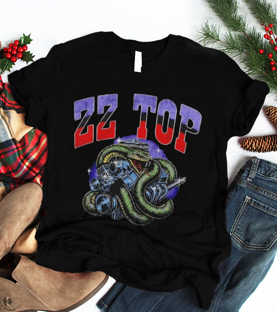 ZZ Top Snake And Engine Classic Rock Band T-Shirt