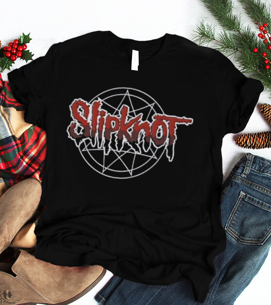 Slipknot Crimson Dripping Lettering With White Nonagram T-Shirt