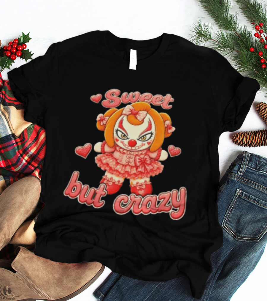 Sweet But Crazy Evil Harlequin Clown Doll Hearts T-Shirt