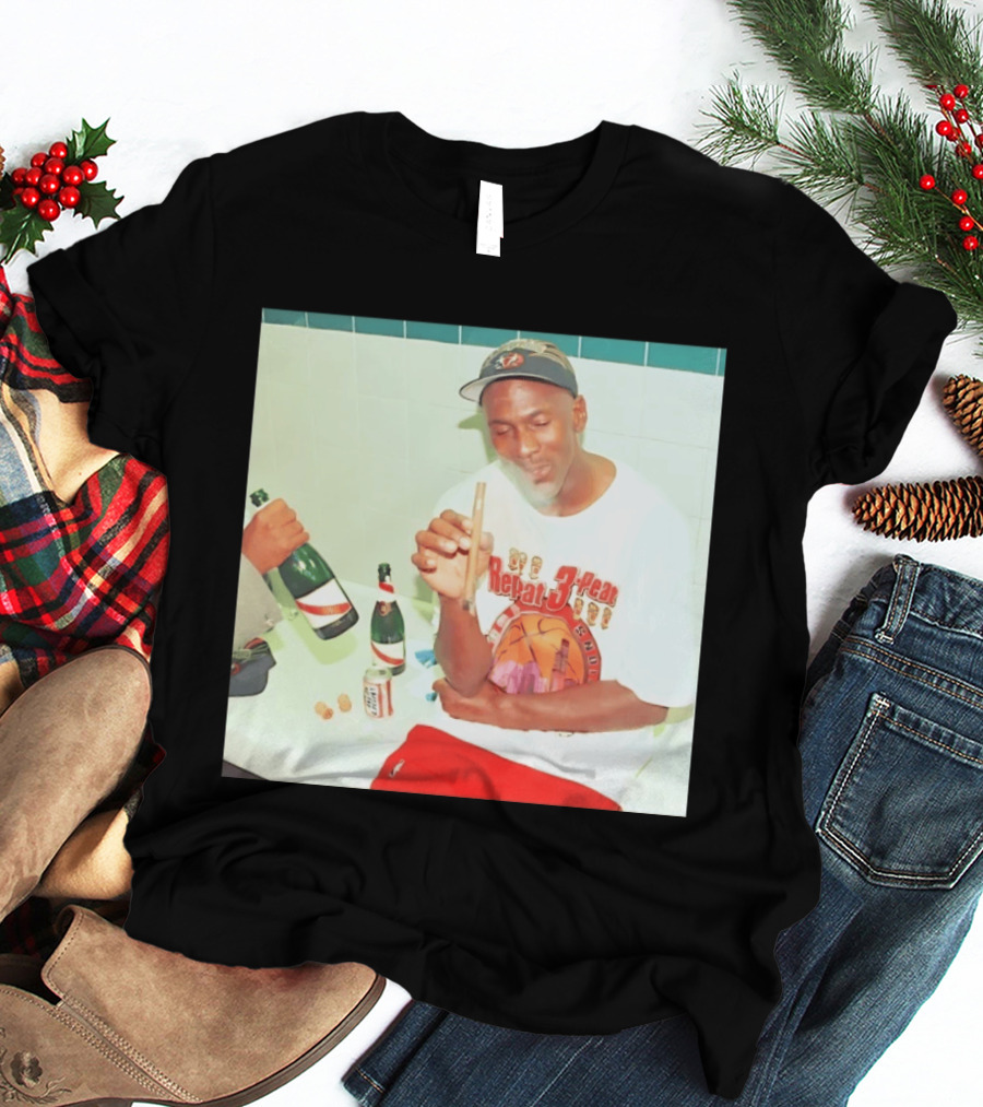 Michael Jordan Repeat 3 Peat Celebration Chicago Bulls Basketball T-Shirt