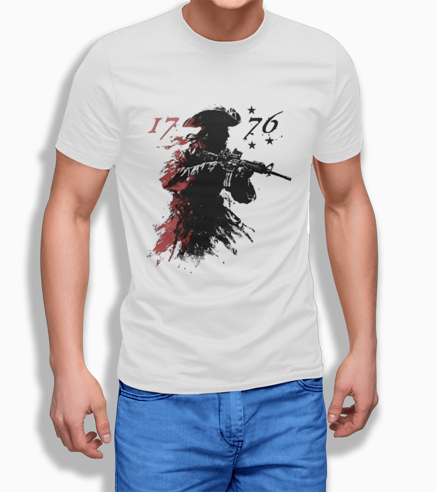 American Patriot With Rifle Patriotic1776 T-Shirt
