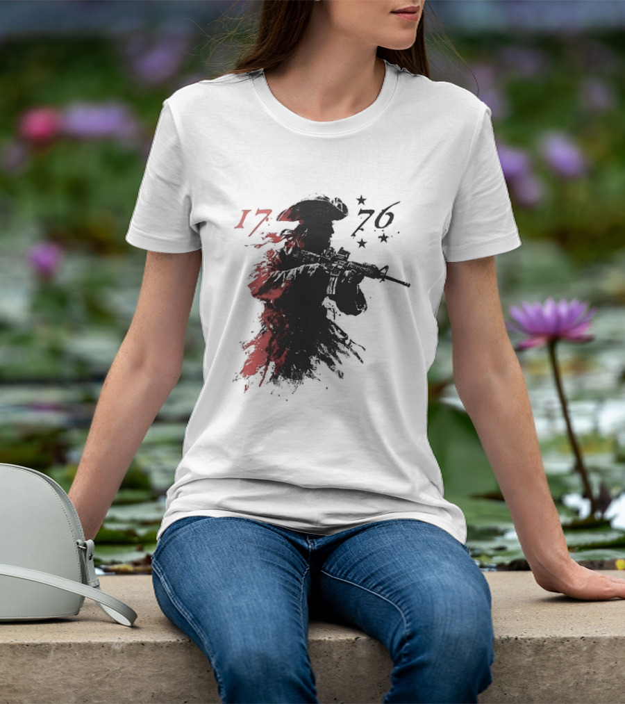 American Patriot With Rifle Patriotic1776 T-Shirt