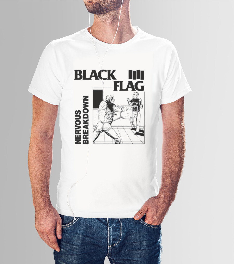 Black Flag Nervous Breakdown Punk Rock Band Iconic Album Cover T-Shirt