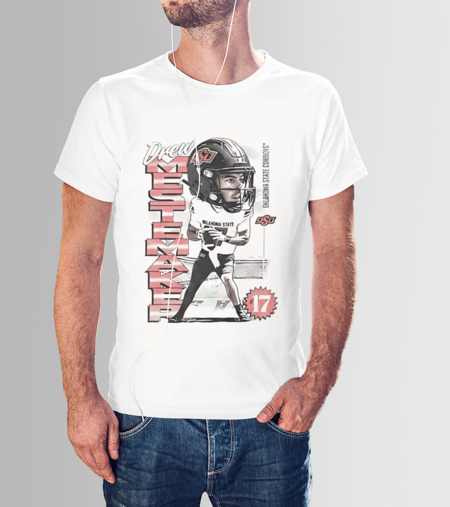 Drew Mestemaker 17 Oklahoma State Cowboys OSU Football T-Shirt