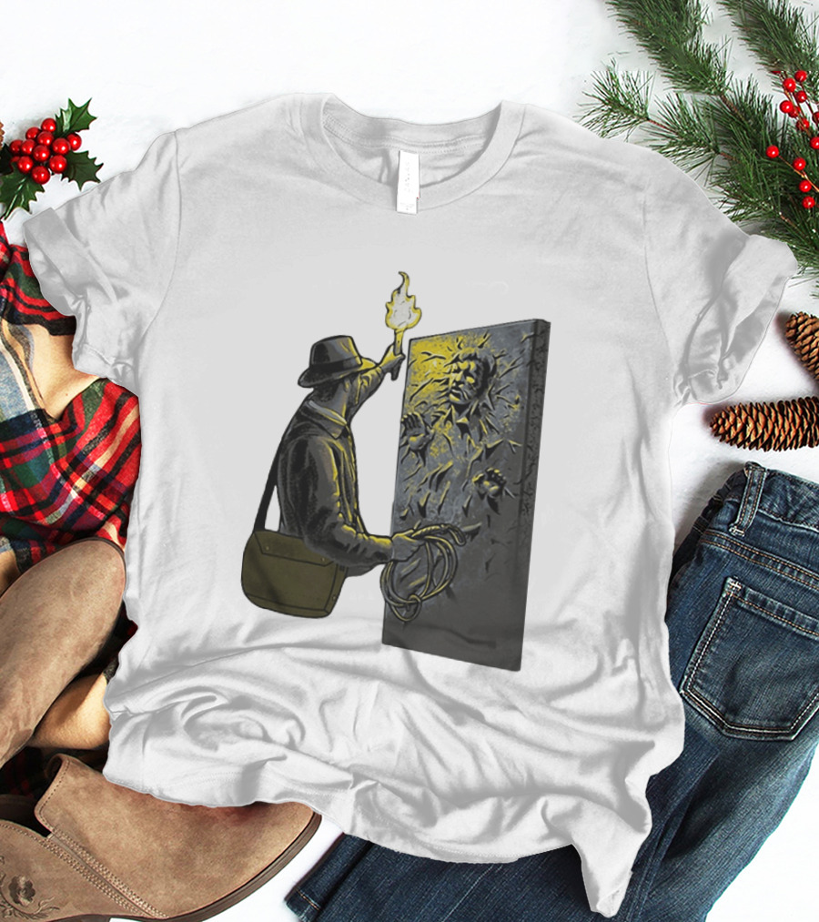 Indiana Jones Exploring Han Solo Frozen In Carbonite Mashup T-Shirt