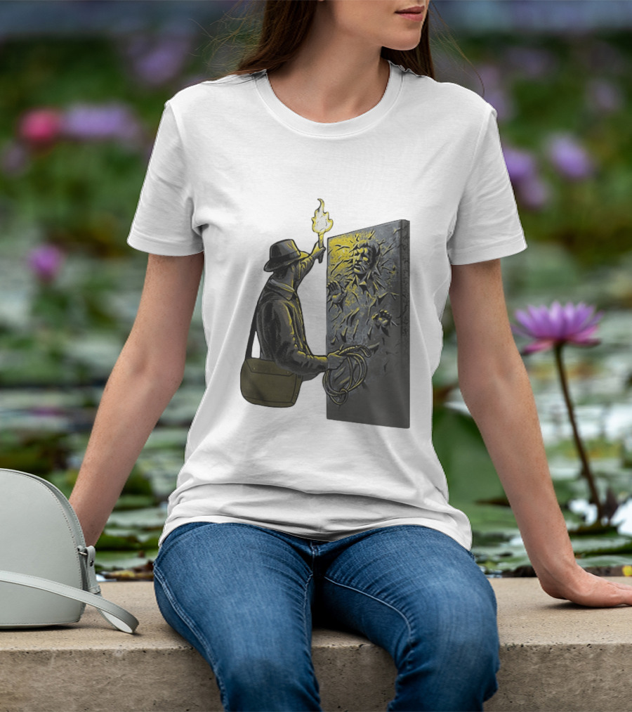 Indiana Jones Exploring Han Solo Frozen In Carbonite Mashup T-Shirt