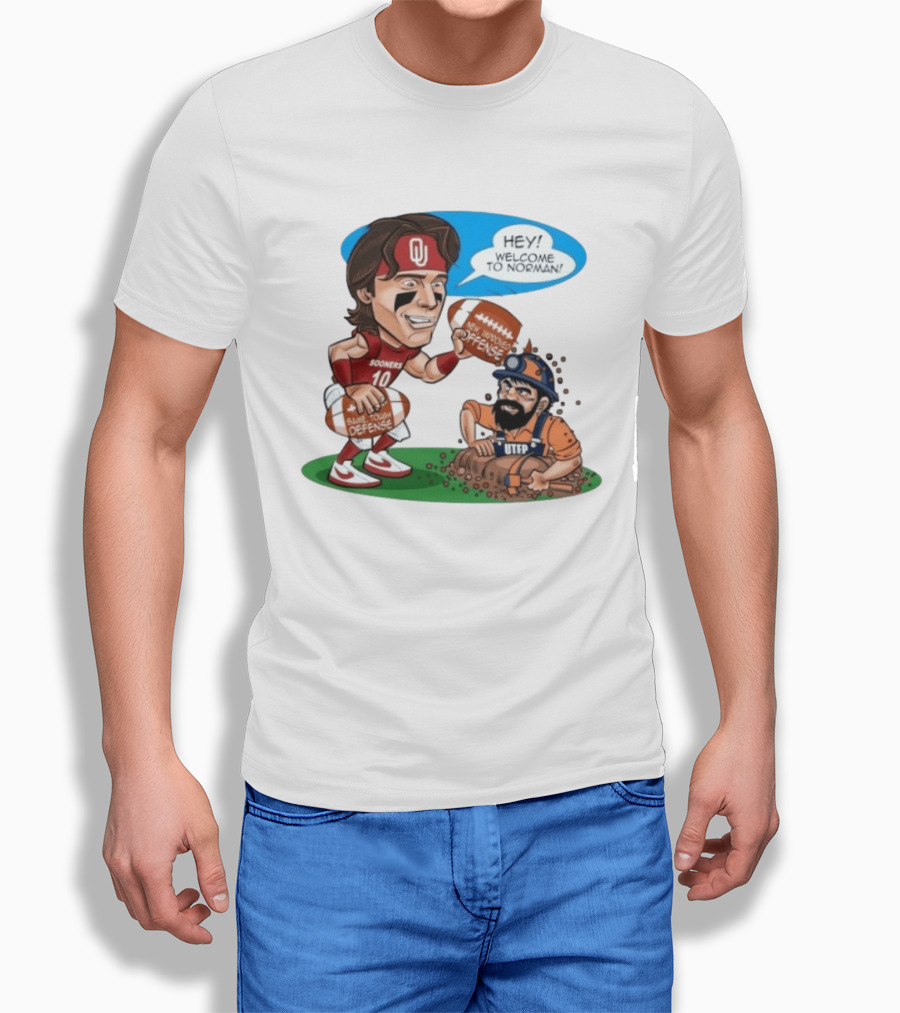 Oklahoma Sooners Welcome To Norman New Improved Offense Vs UTEP Miners Same Tough Defense T-Shirt