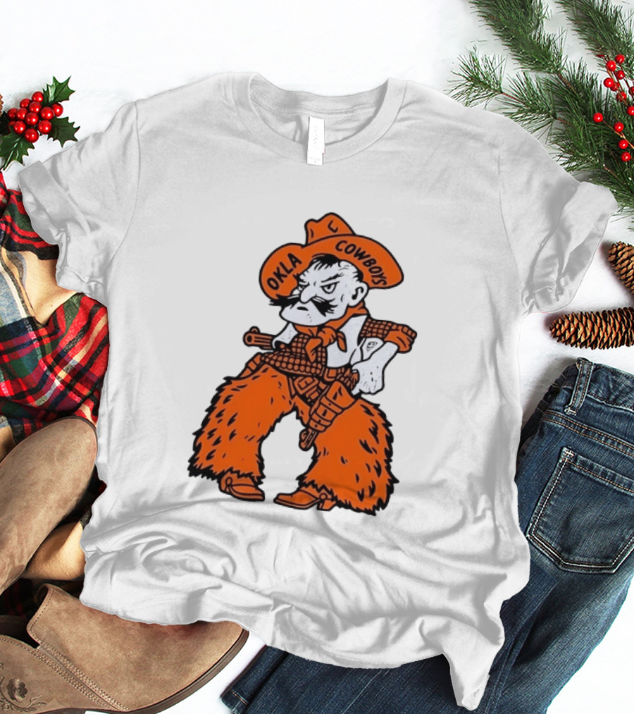 Oklahoma Cowboys Pistol Pete Orange Cowboy T-Shirt