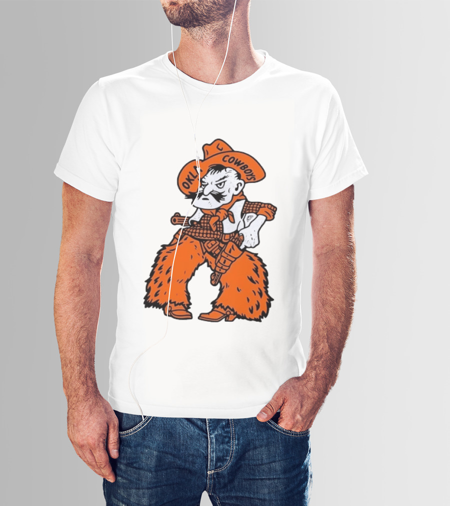 Oklahoma Cowboys Pistol Pete Orange Cowboy T-Shirt
