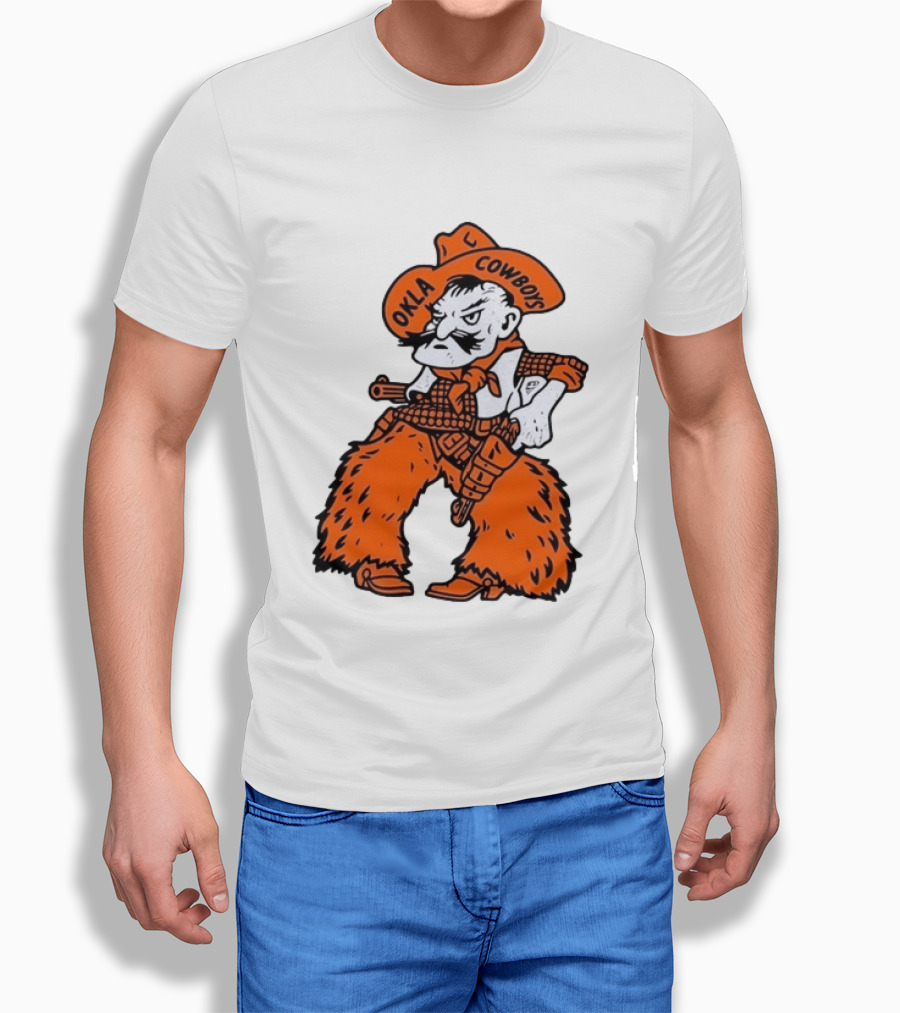 Oklahoma Cowboys Pistol Pete Orange Cowboy T-Shirt