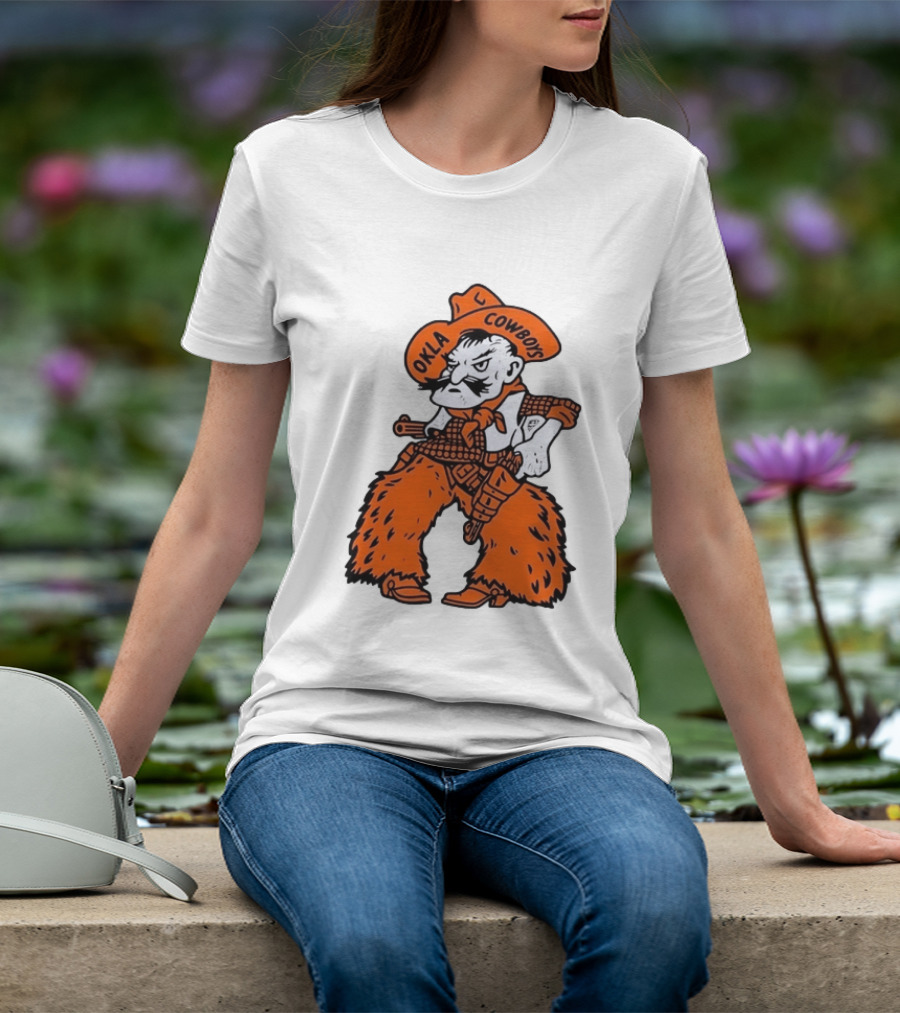 Oklahoma Cowboys Pistol Pete Orange Cowboy T-Shirt
