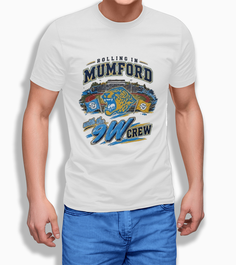 Rolling In Mumford With The 9W Crew SU College Sports Stadium Jaguar Flags T-Shirt