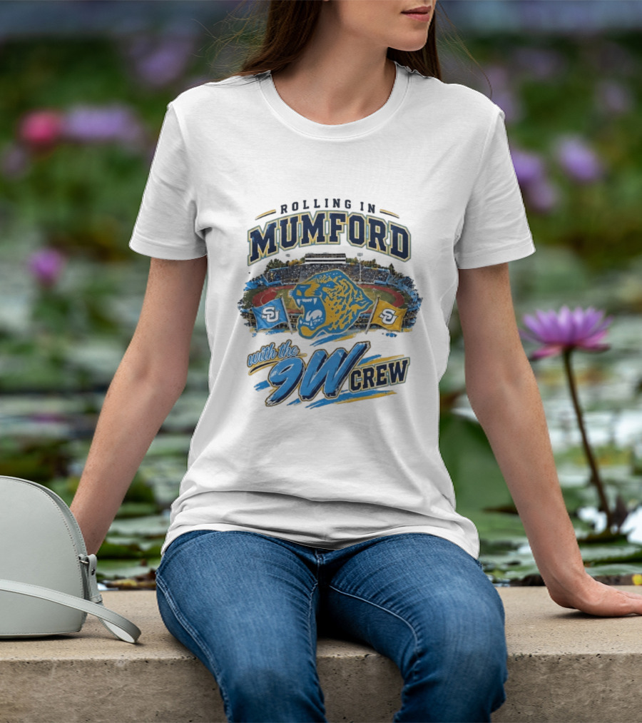 Rolling In Mumford With The 9W Crew SU College Sports Stadium Jaguar Flags T-Shirt