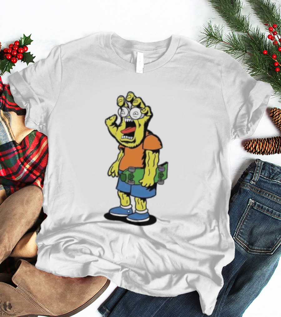 Screaming Hans The Simpsons Bootleg Character With Skateboard T-Shirt