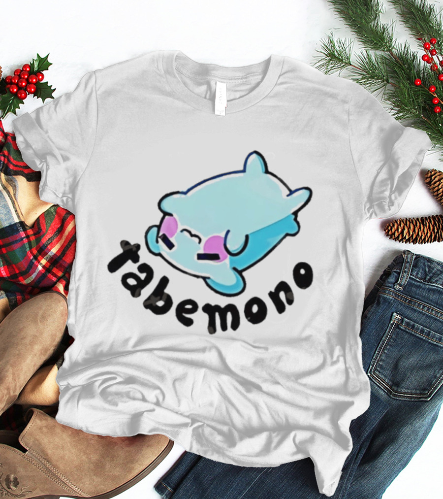Tabemono Kawaii Anime Cute Blue Character With Blushing Cheeks T-Shirt