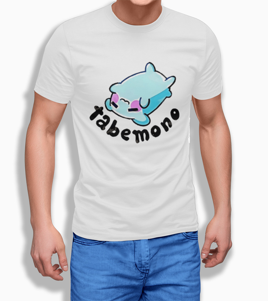 Tabemono Kawaii Anime Cute Blue Character With Blushing Cheeks T-Shirt