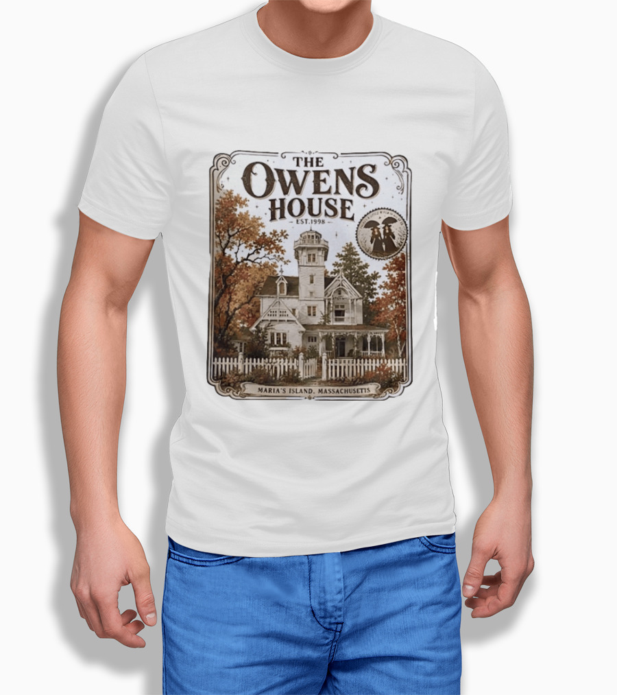 The Owens House Est 1998 Maria's Island Massachusetts Vintage Gothic Mansion T-Shirt