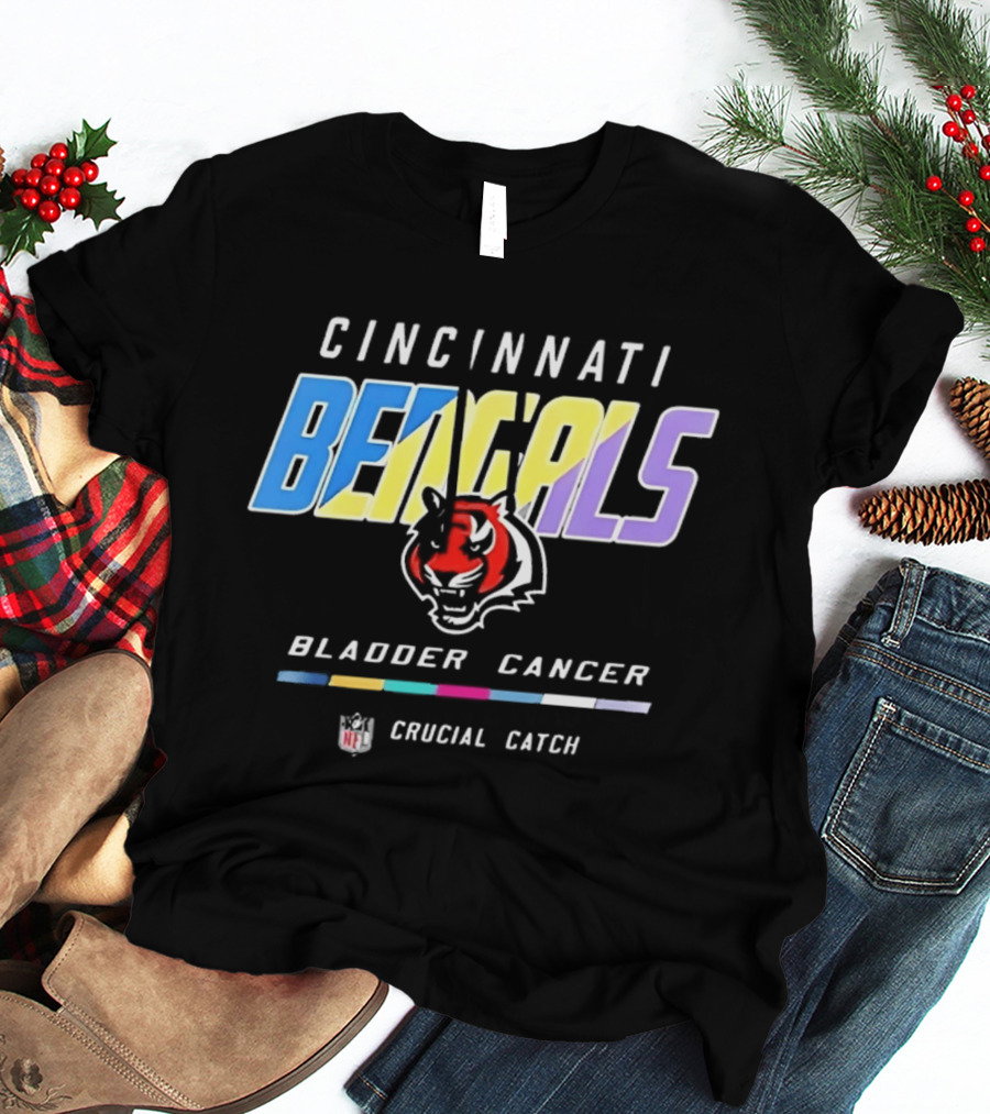 Cincinnati Bengals Bladder Cancer Crucial Catch Awareness NFL T-Shirt