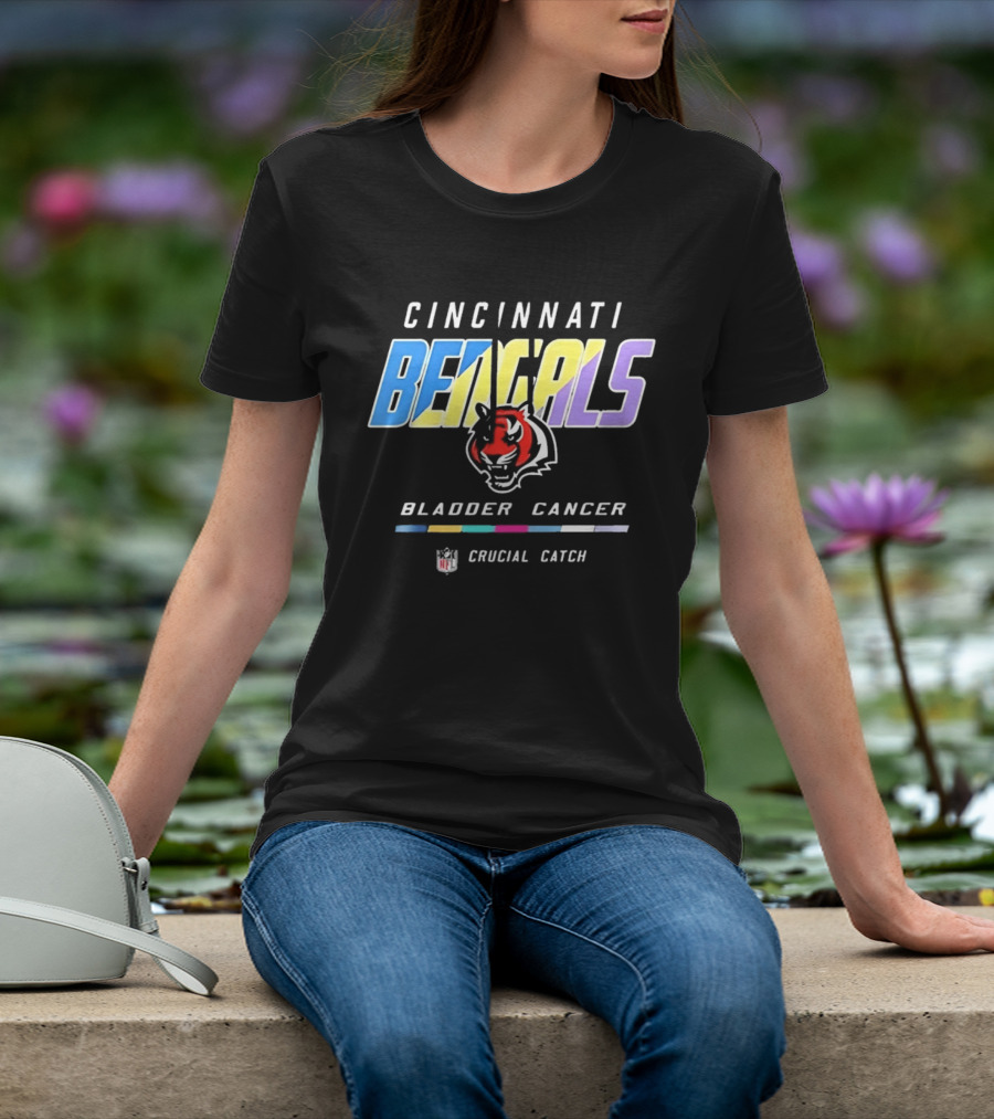 Cincinnati Bengals Bladder Cancer Crucial Catch Awareness NFL T-Shirt