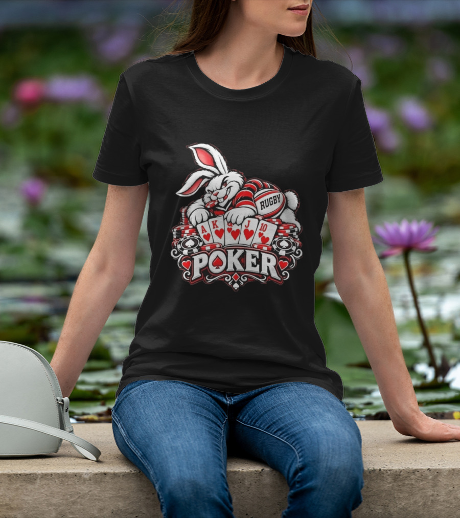 Rugby Poker Rabbit Royal Flush Card Game T-Shirt
