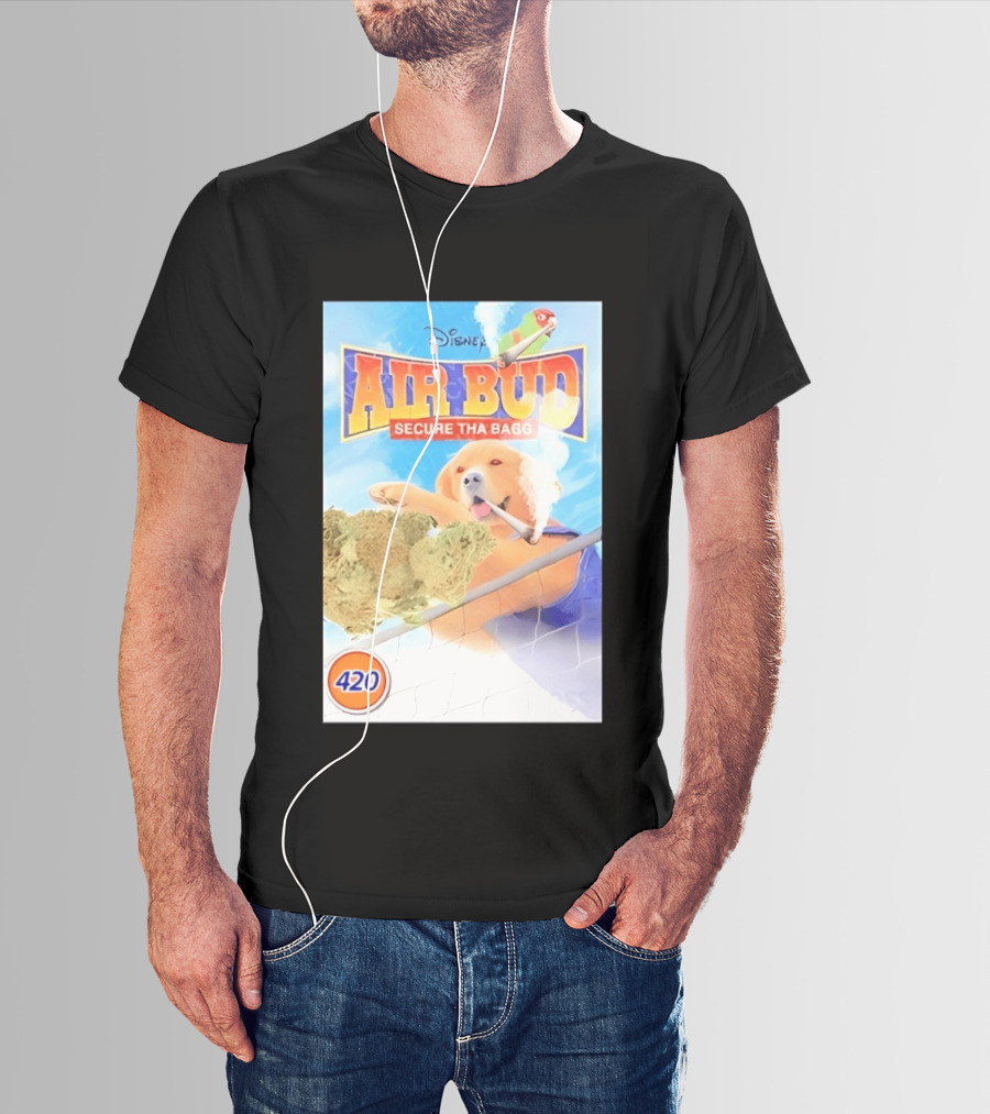 Disney Air Bud Secure Tha Bagg 420 Meme Basketball Dog Smoking T-Shirt