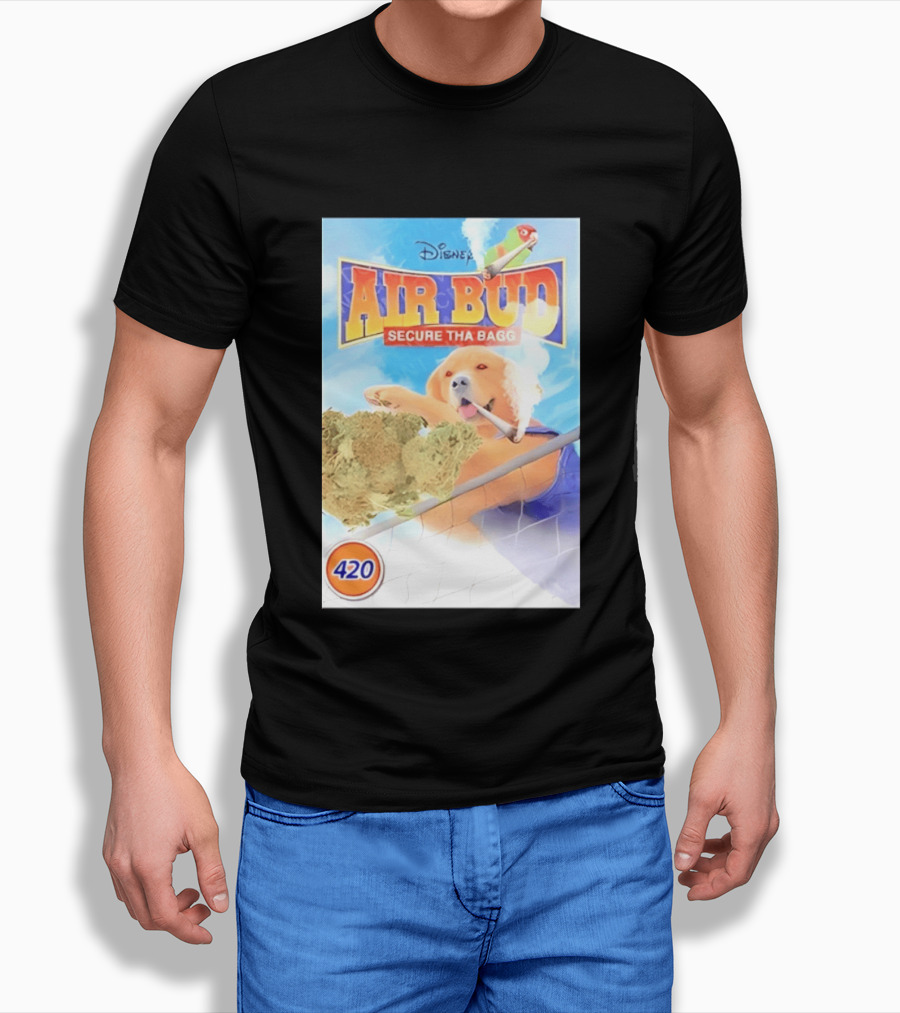 Disney Air Bud Secure Tha Bagg 420 Meme Basketball Dog Smoking T-Shirt