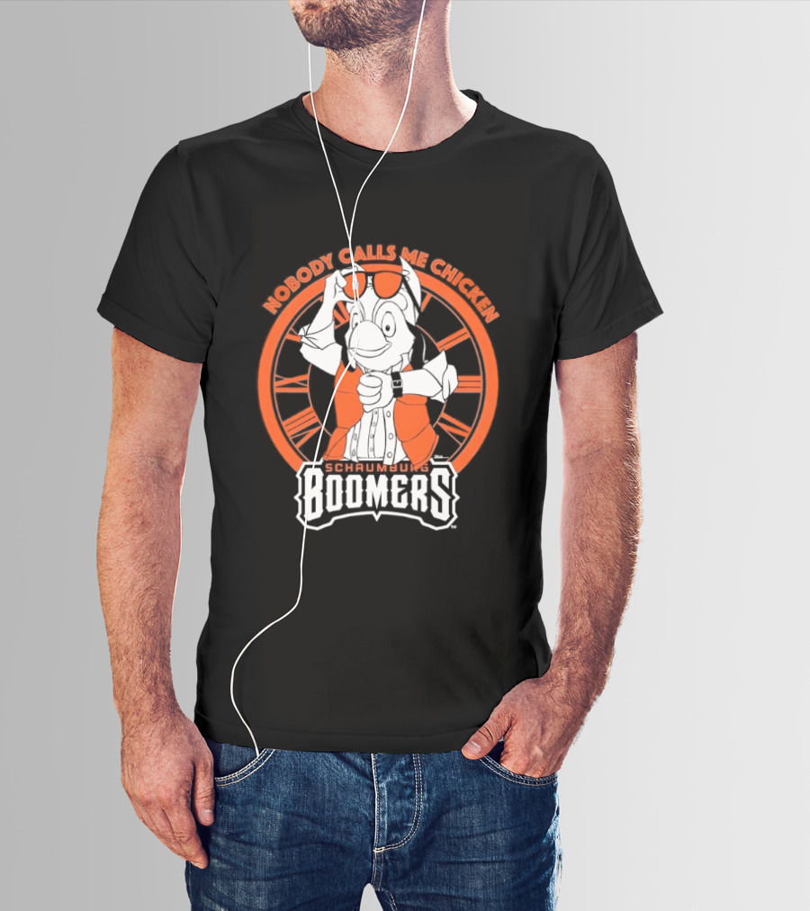 Schaumburg Boomers Nobody Calls Me Chicken Baseball Team Orange And White T-Shirt