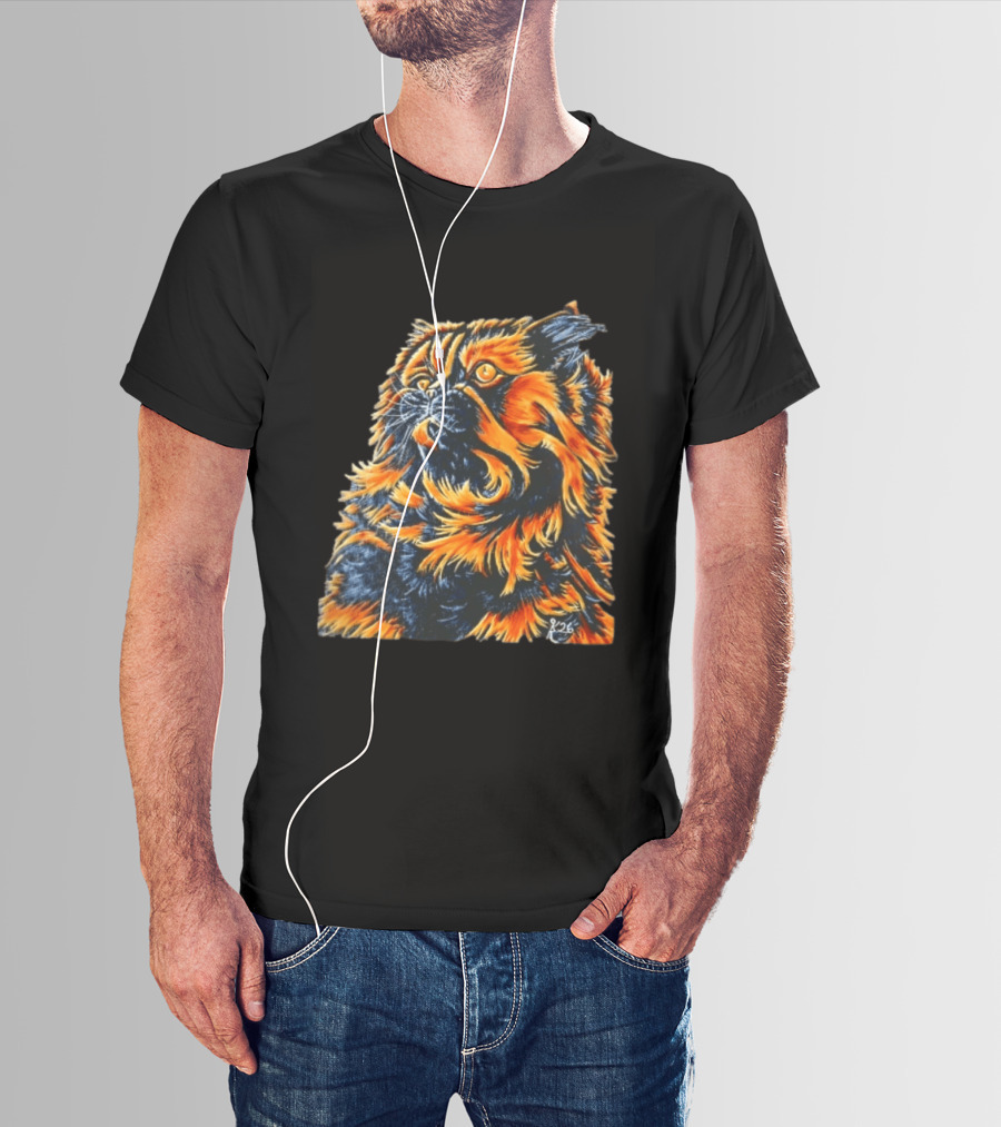 Fluffy Orange Black Tortoiseshell Persian Cat Painting 8/26 T-Shirt