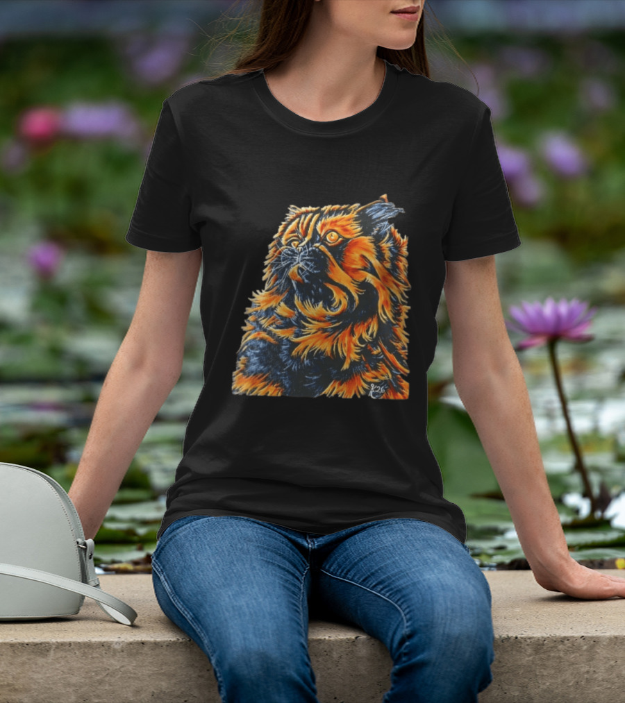 Fluffy Orange Black Tortoiseshell Persian Cat Painting 8/26 T-Shirt