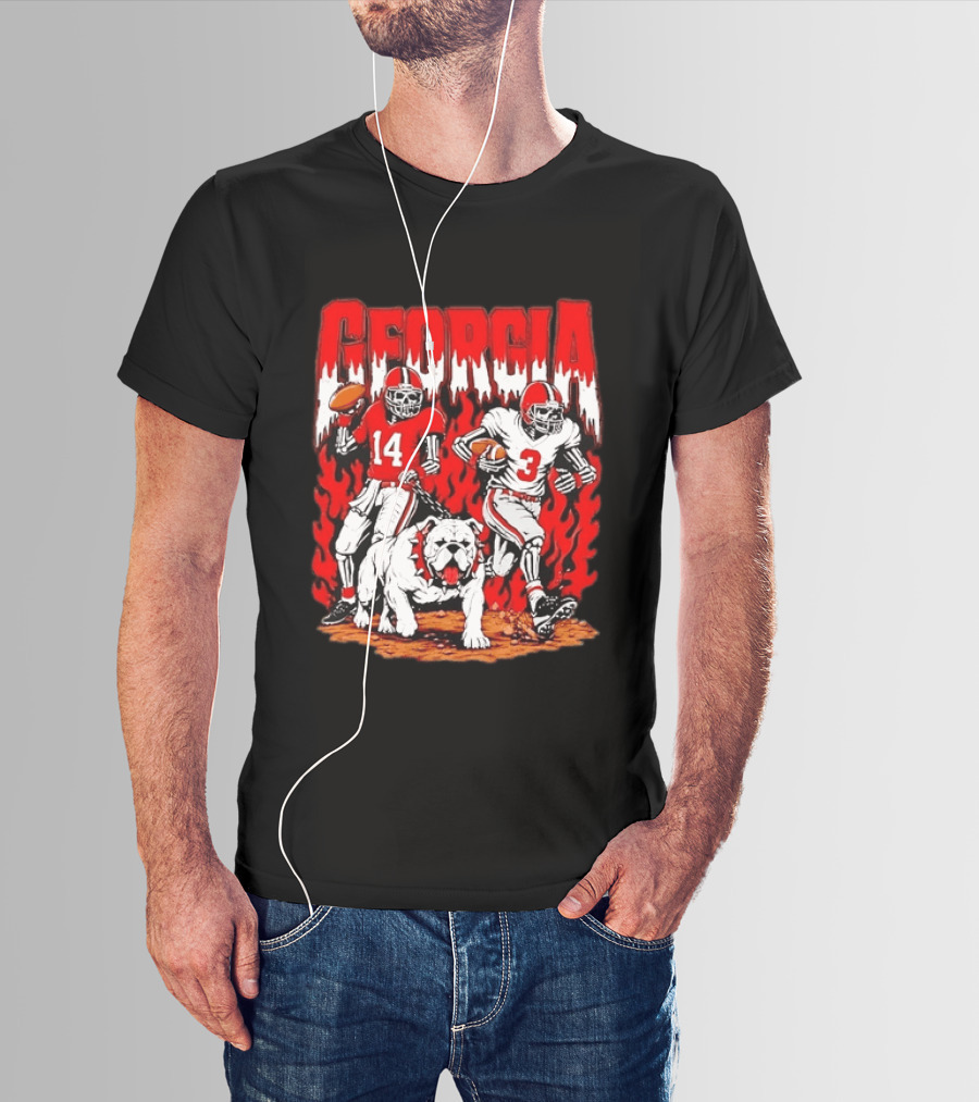 Georgia Bulldogs Football Skeleton Players 14 And 3 With Bulldog T-Shirt
