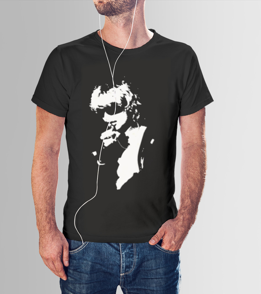 High Contrast Stencil Style Iconic Sunglasses Smoking Man T-Shirt