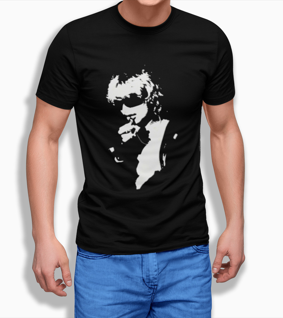 High Contrast Stencil Style Iconic Sunglasses Smoking Man T-Shirt