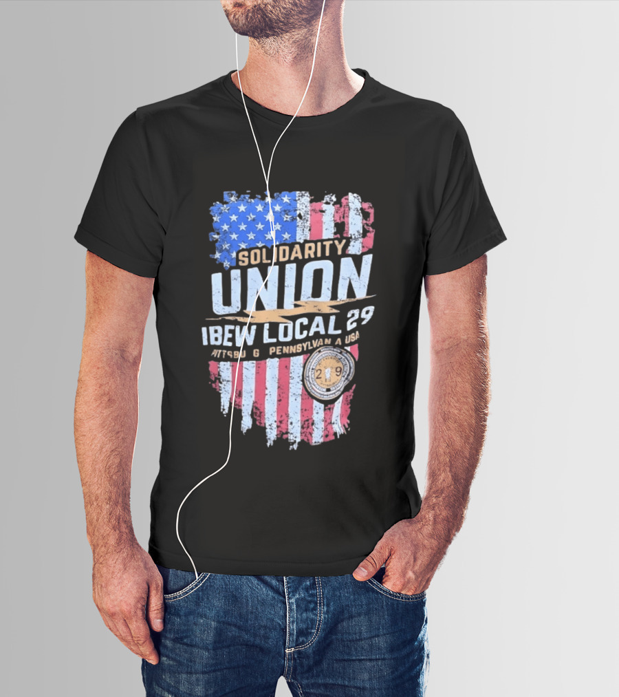 Solidarity Union IBEW Local 29 Pennsylvania USA American Flag T-Shirt