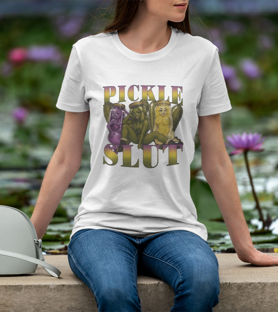 Pickle Slut Food Humor Cute Cartoon Jar Characters T-Shirt