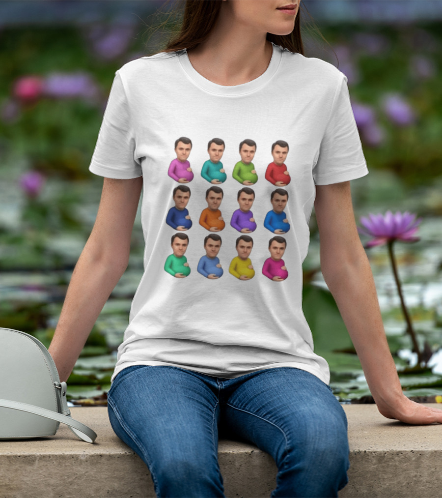 Pregnant Man Emoji Set Multicolor Avatar Faces Collection T-Shirt