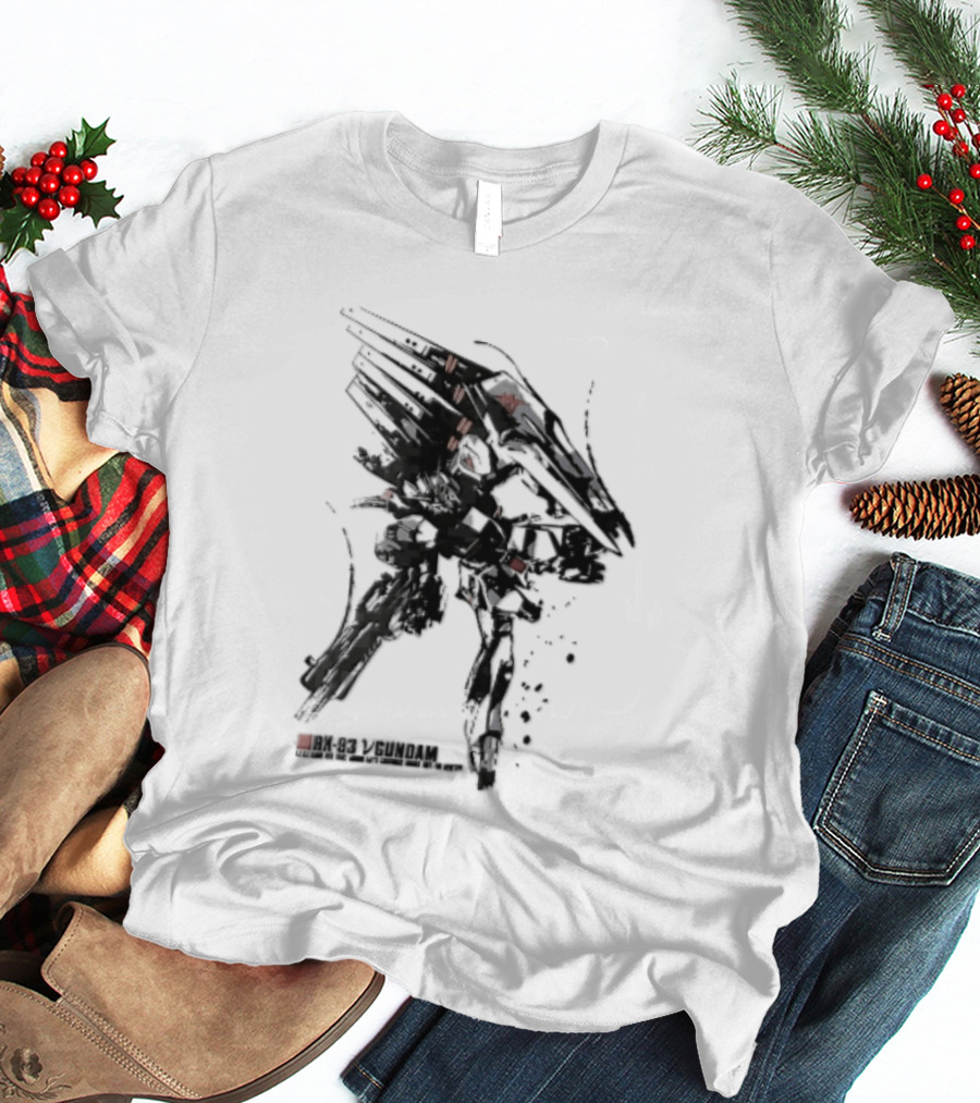 Rx 93 Nu Gundam Efsf Londo Bell Mobile Suit Amuro Ray Ink Brush Mecha Robot T-Shirt