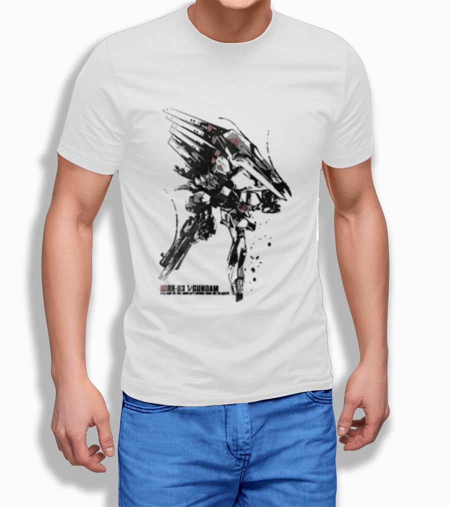 Rx 93 Nu Gundam Efsf Londo Bell Mobile Suit Amuro Ray Ink Brush Mecha Robot T-Shirt