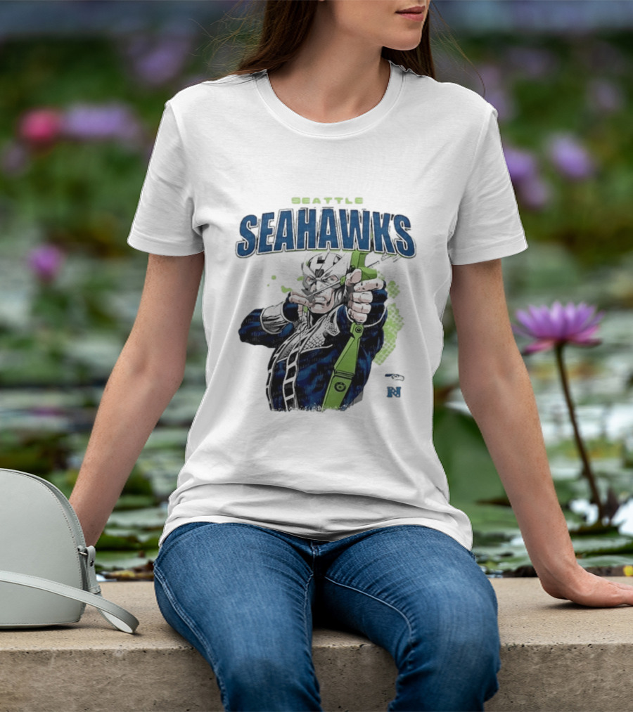 Seattle Seahawks Hawkeye Collaboration NFL Marvel T-Shirt